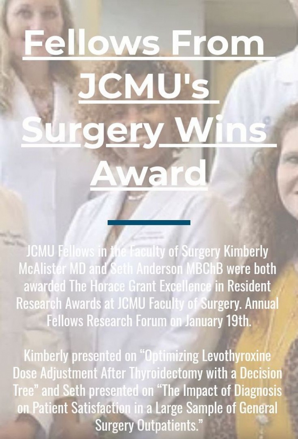 Surgical Fellowa from JCMU wins award